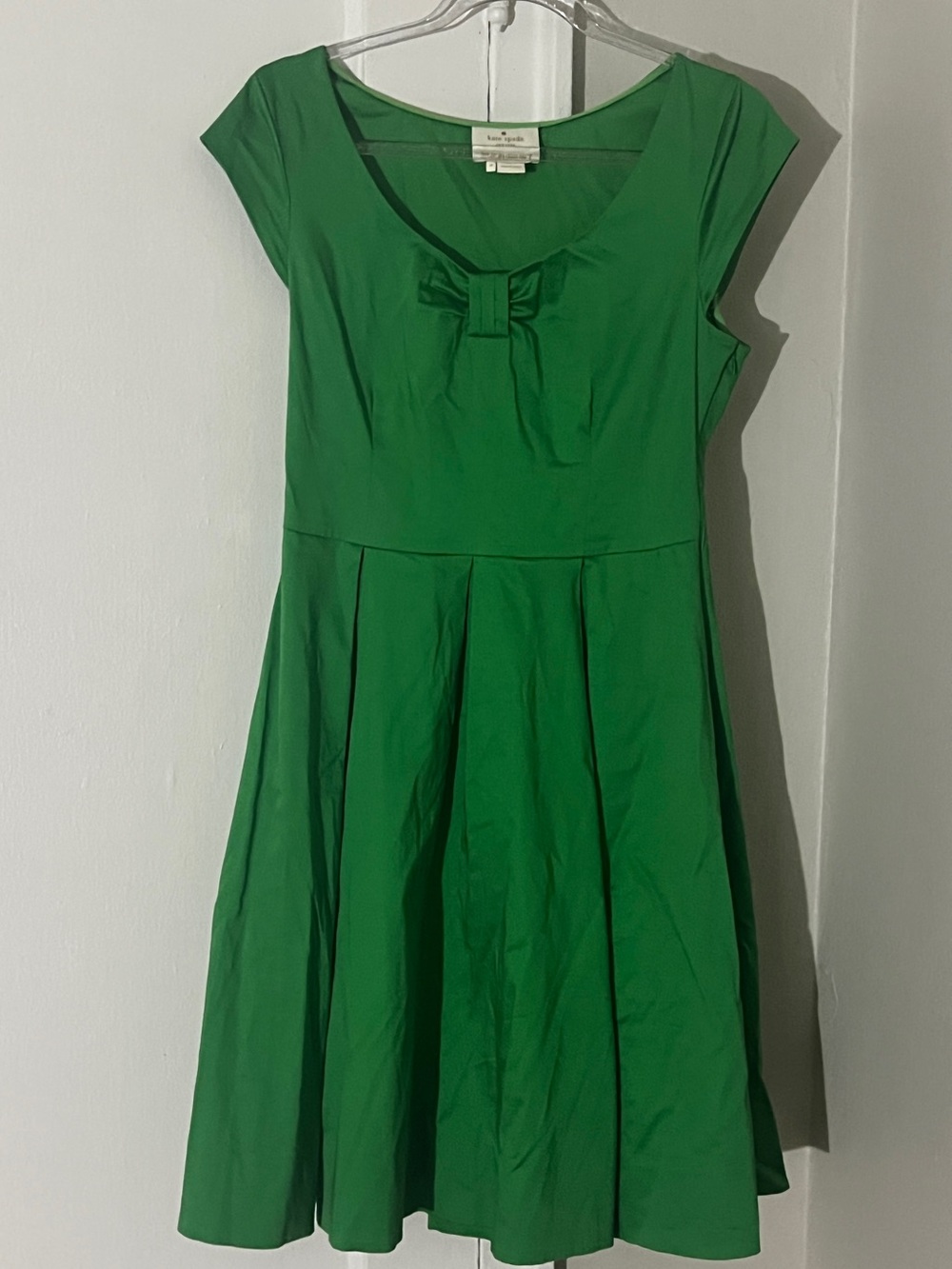 Kate Spade Emerald Green Fit-and-Flare Dress with Front Bow